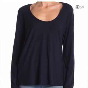 James Perse Slub Navy Long Sleeve Top